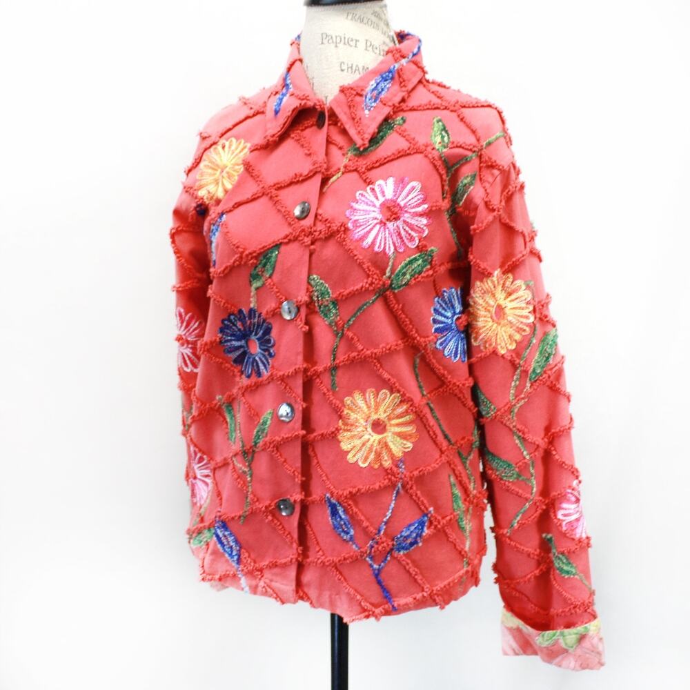 TANTRUMS vintAge Y2K Floral Cottagecore Cotton Blouse Shirt Top Jacket Large